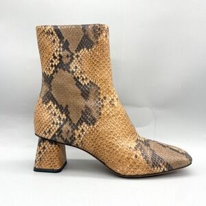 Vince Womens‎ 9.5M Koren Boots Shoes Snake Print Leather Block Heel Booties